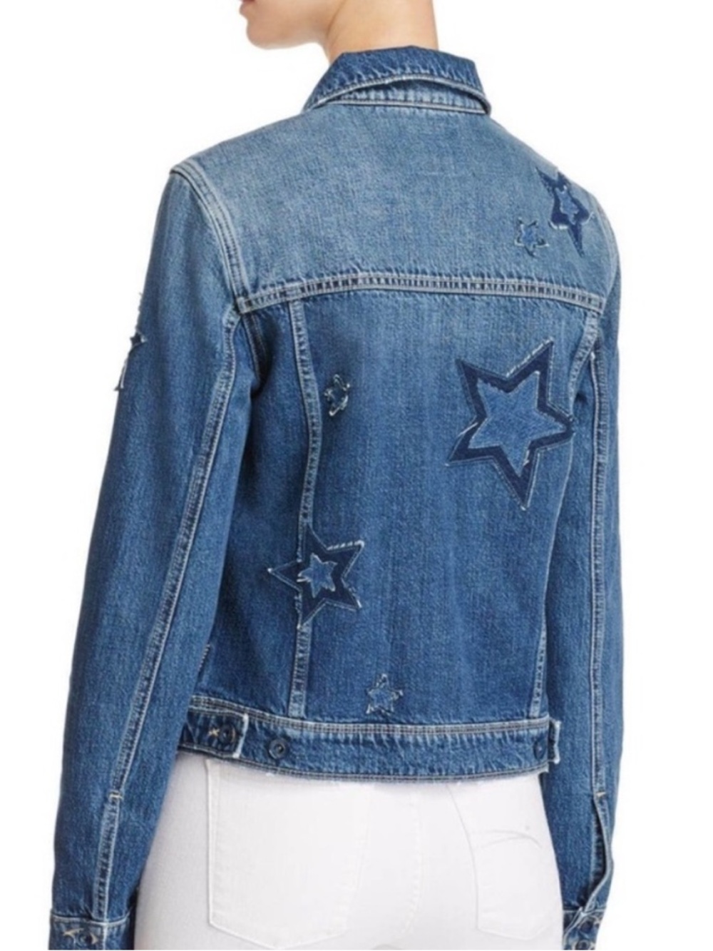 NWOT PAIGE Jeans Rowan Star Patch Denim Jacket Size Small